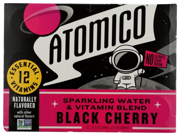 ATOMICO: Vitamin Sparkling Water Black Cherry 12 Pk, 144 fo