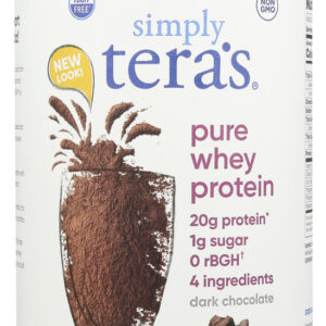 TERA'S WHEY: rBGH Free Fair Trade Certified Dark Chocolate Cocoa Whey Protein, 24 oz