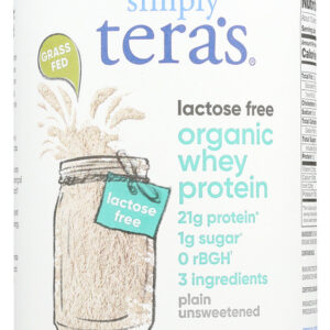 SIMPLY TERAS: Organic Whey Protein Plain Unsweetened Lactose Free, 12 oz