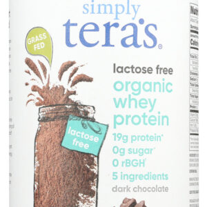 SIMPLY TERAS: Organic Whey Protein Dark Chocolate Lactose Free, 12 oz