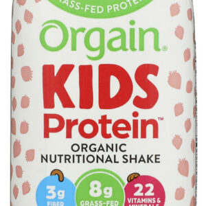 ORGAIN: Healthy Kids Organic Nutritional Shake Strawberry Gluten Free Non GMO Kosher, 8.25 oz
