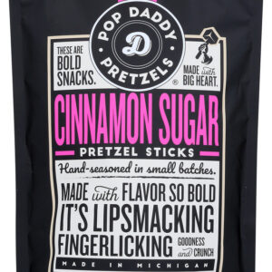 POP DADDY POPCORN & PRETZELS: Cinnamon Sugar Seasoned Pretzel Sticks, 7.5 oz