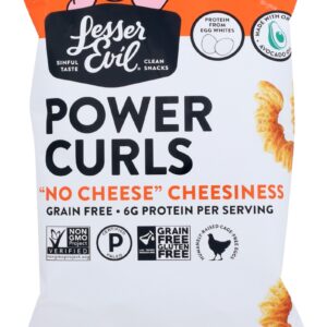 LESSER EVIL: Power Curls "No Cheese" Cheesiness, 4 oz