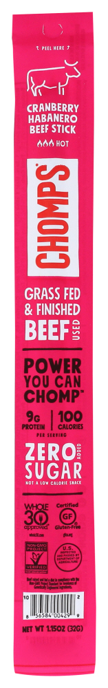CHOMPS: Cranberry Habanero Beef Stick, 1.15 oz