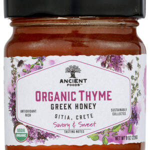 ANCIENT FOODS: Honey Greek Thyme Crt Org, 8 oz