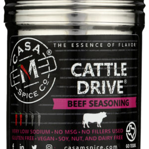 CASA M SPICE: Cattle Drive Beef Seasoning Stainless Shaker, 5 oz
