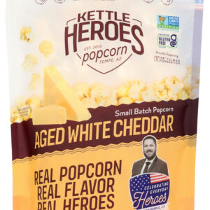 KETTLE HEROES: Popcorn Aged White Cheddar, 4 OZ