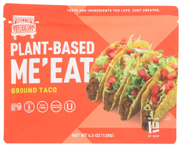 ROLLINGREENS: Ground Taco Plant Based Meat, 4.5 oz