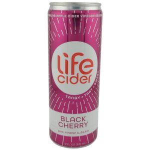 LIFE CIDER: Black Cherry Sparkling Apple Cider Vinegar Lemonade, 12 fo