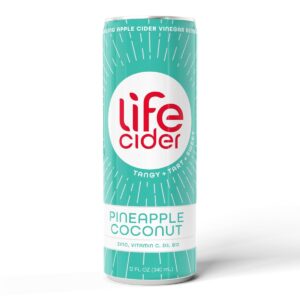 LIFE CIDER: Pineapple Coconut Sparkling Apple Cider Vinegar Lemonade, 12 fl oz