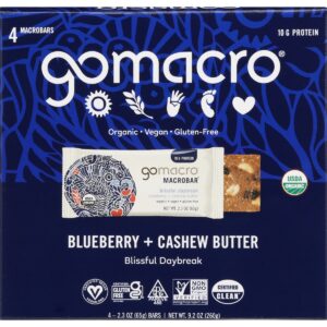 GOMACRO: Blueberry Cashew Butter Bar 4Ct, 9.2 OZ