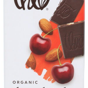 THEO CHOCOLATE: Organic 70% Dark Chocolate Bar Cherry and Almond, 3 oz