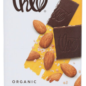 Theo Chocolate Organic Dark Chocolate Bar Salted Almond, 3 oz