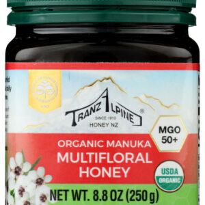 TRANZALPINE: Organic Manuka Multifloral Honey MGO 50+, 8.8 oz