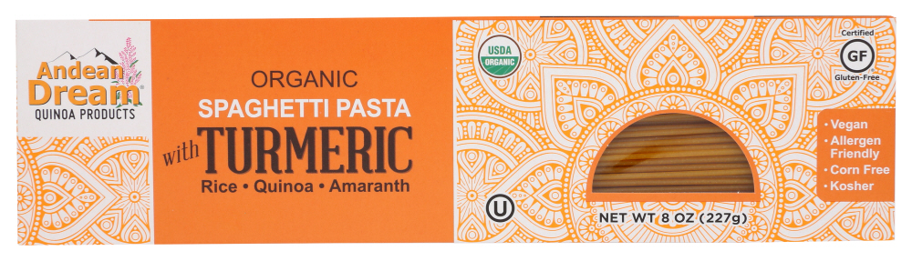 ANDEAN DREAM: Spaghetti Pasta With Turmeric, 8 oz
