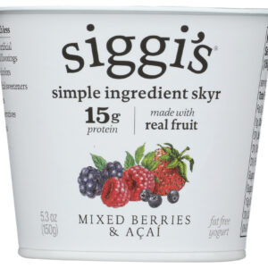 SIGGI'S: Yogurt Strained Non Fat Icelandic Style Skyr Acai & Mixed Berries, 5.3 oz