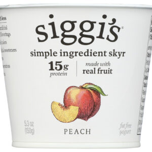 SIGGI'S: Strained Non-Fat Yogurt Icelandic Style Skyr Peach, 5.3 oz