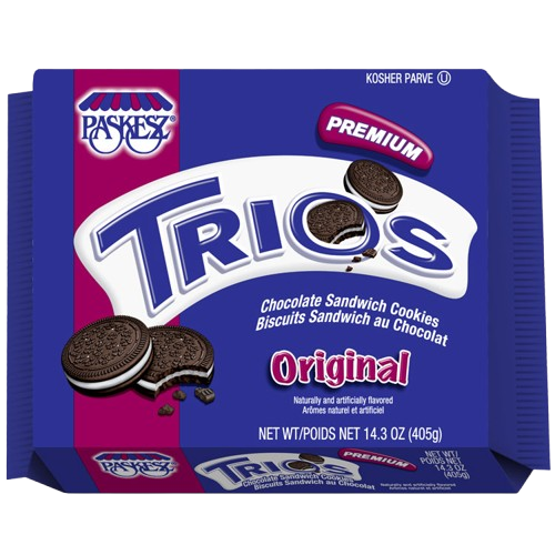 PASKESZ: Trios Premium Original Sandwich Cookies, 14.3 oz