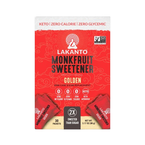 LAKANTO: Golden Monkfruit and Erythritol 2:1 Sweetener Packets, 3.17 oz