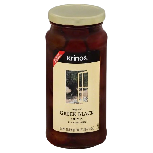 KRINOS: Greek Black Olives, 16 oz
