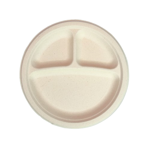 FARMERS FIBER: 9In Compostable Compartment Round Plate 20Ct, 1 ea
