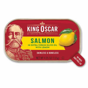 KING OSCAR: Atlantic Salmon In Extra Virgin Olive Oil With Lemon, 4.05 oz