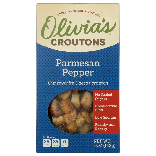 OLIVIAS CROUTONS: Parmesan Pepper, 5 oz