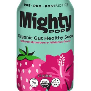 MIGHTY POP: Strawberry Hibiscus Soda, 12 fo