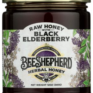 BEE SHEPHERD: Black Elderberry Raw Honey, 12 oz