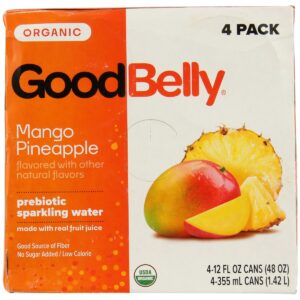 GOOD BELLY: Mango Pineapple Prebiotic Sparkling Water 4Pk, 48 fl oz