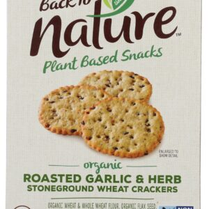 BACK TO NATURE: Organic Roasted Garlic and Herb Stoneground Wheat Crackers, 6 oz