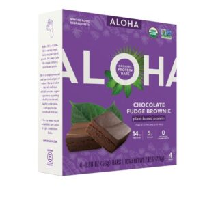 ALOHA: Chocolate Fudge Brownie Protein Bar 4Pack, 7.92 oz