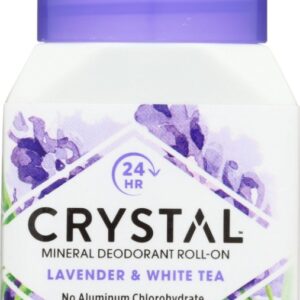 CRYSTAL BODY DEODORANT: Mineral Deodorant Roll On Lavender and White Tea, 2.25 oz