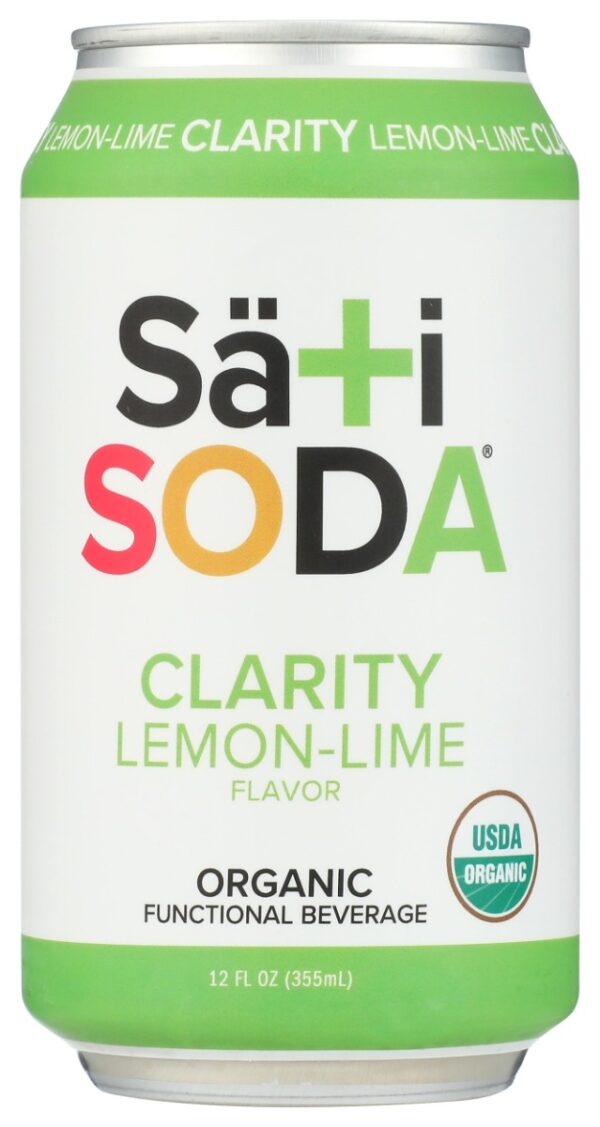 SATI SODA: Organic Clarity Lemon Lime Soda, 12 fl oz