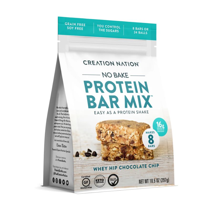 CREATION NATION: No Bake Whey Hip Chocolate Chip Protein Bar Mix, 10.5 oz
