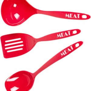 KOSHER CONFUSION ENDERS: Melamine 3pc Set Red Meat, 1 ea