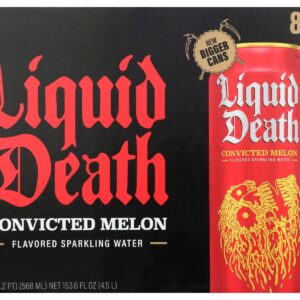 LIQUID DEATH: Convicted Melon Sparkling Water 8Pack, 153.6 fl oz