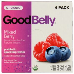 GOOD BELLY: Mixed Berry Prebiotic Sparkling Water 4Pk, 48 fl oz