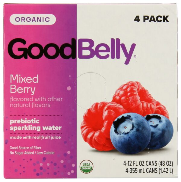 GOOD BELLY: Mixed Berry Prebiotic Sparkling Water 4Pk, 48 fl oz
