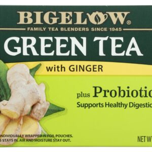 BIGELOW: Green Tea with Ginger Plus Probiotics, 0.9 oz