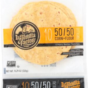 LA TORTILLA FACTORY: 50 50 Corn Flour Blend Tortillas, 11.29 oz
