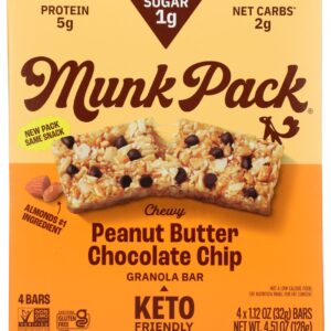 MUNK PACK: Peanut Butter Chocolate Chip Granola Bar 4Pk, 4.51 oz