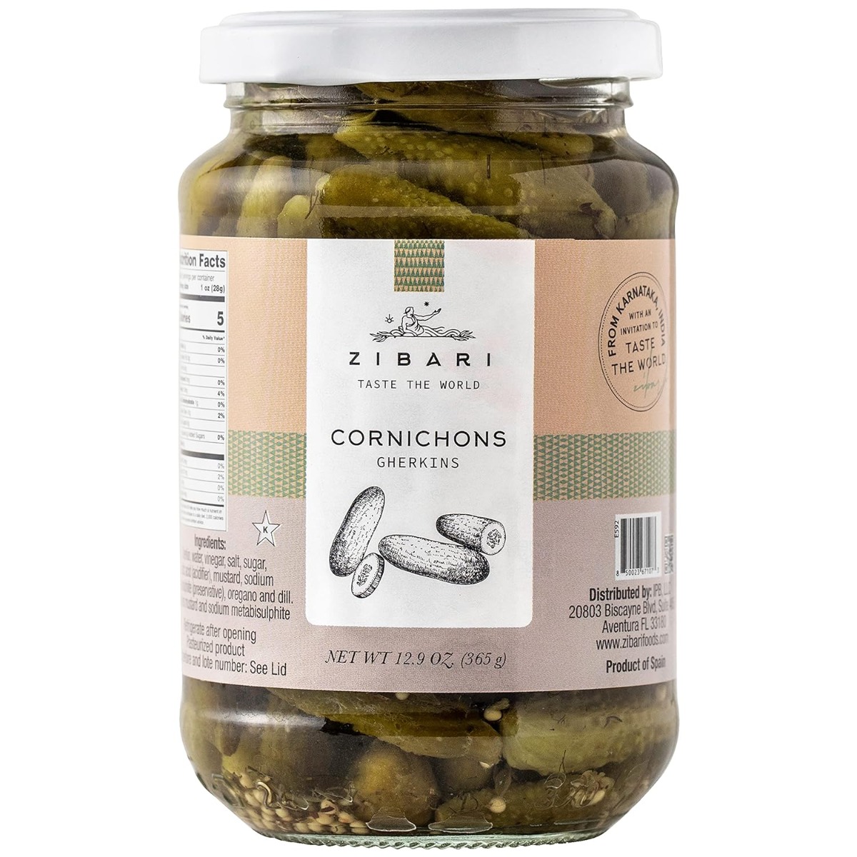 ZIBARI FOODS: Cornichons Gherkins, 12.9 oz