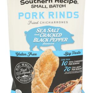 SOUTHERN RECIPE SMALL BATCH: Pork Rinds Sea Salt Cracked Black Pepper, 4 oz