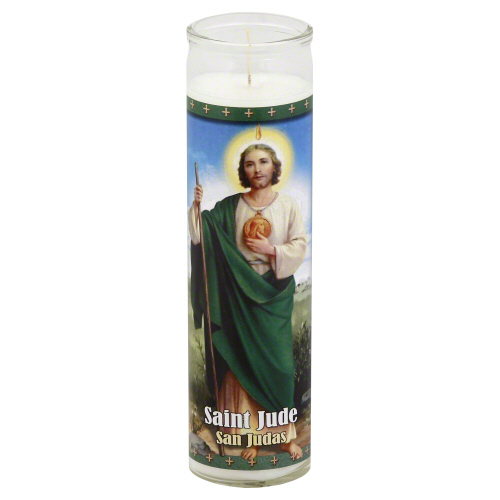 ST JUDE: San Judas White Candle, 1 ea