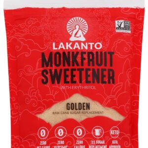 LAKANTO: Golden Monkfruit and Erythritol Sweetener Raw Cane Sugar Replacement, 16 oz