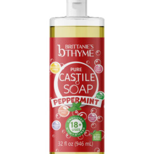 BRITTANIES THYME: Peppermint Pure Castile Liquid Soap, 32 fo