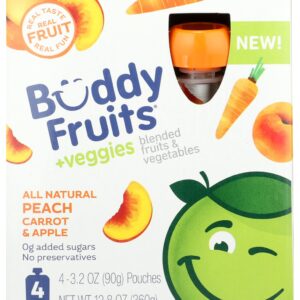 BUDDY FRUITS: Peach Carrot And Apple 4 Pouches Blended Fruits And Vegetables, 12.8 oz