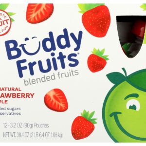 BUDDY FRUITS: Strawberry And Apple 12 Pouches Blended Fruits, 38.4 oz