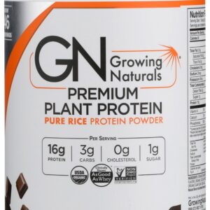 GROWING NATURALS: Organic Chocolate Rice Protein Powder, 33.6 oz